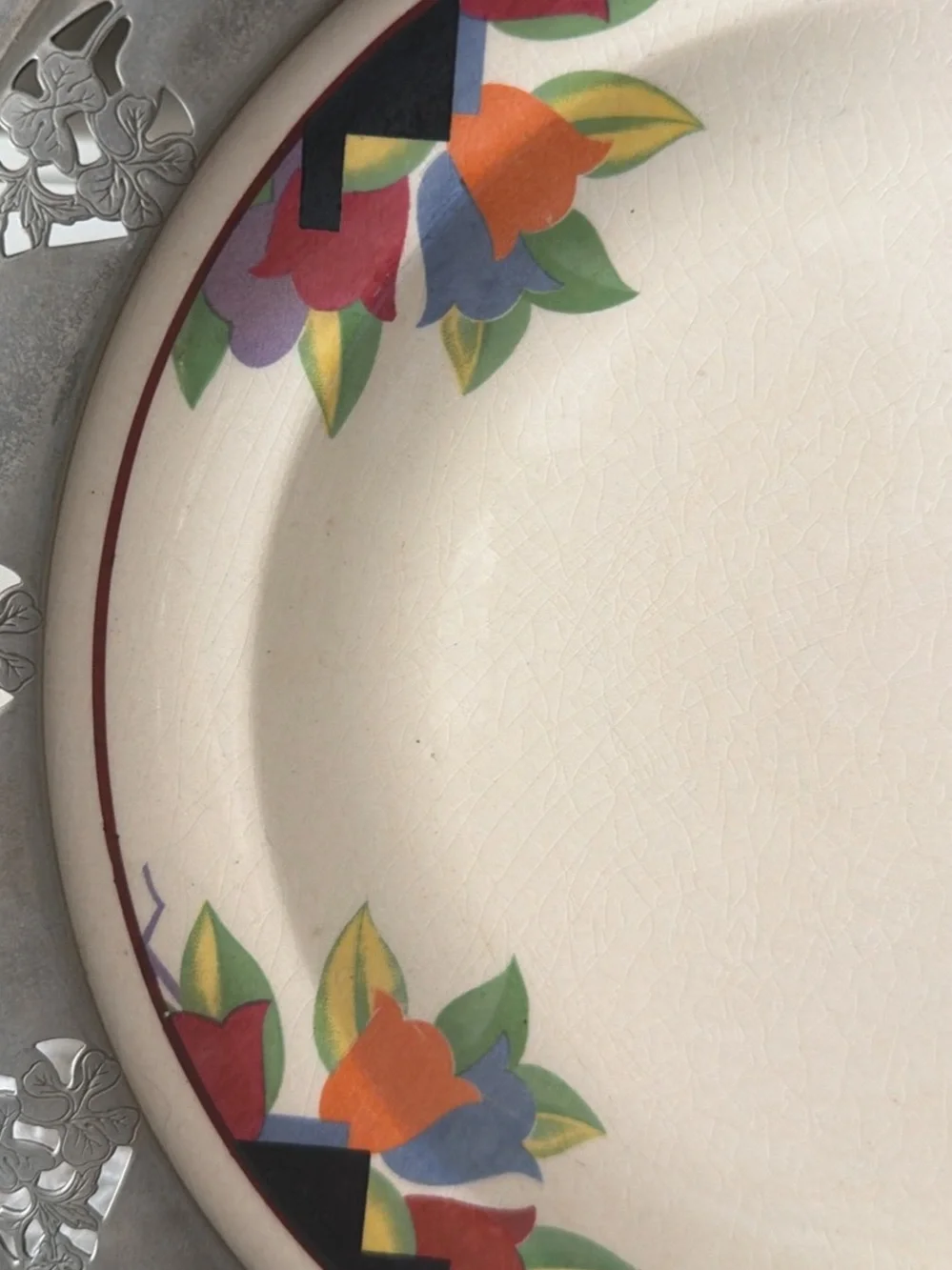 Farberware Cream Dinner Plate with Multicolor Floral Accents